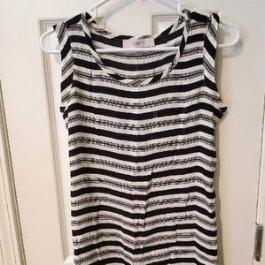 Loft XS Black White Striped Tank Top NEW